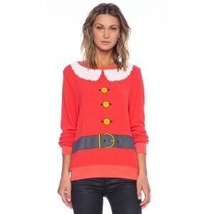 Wildfox Sweater Santa and Elf Knit Christmas Holidays Thermal Red White Size XS